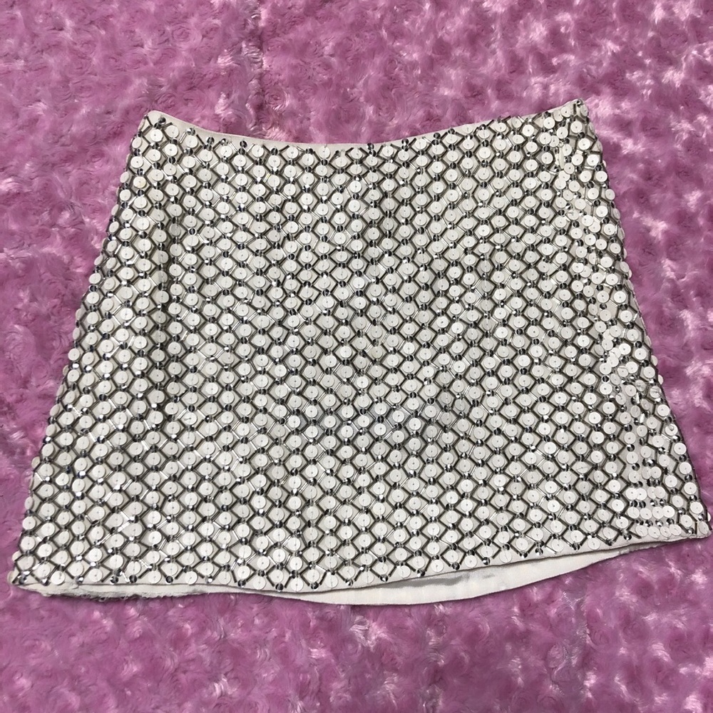 Parker brand silk embellished micro mini skirt